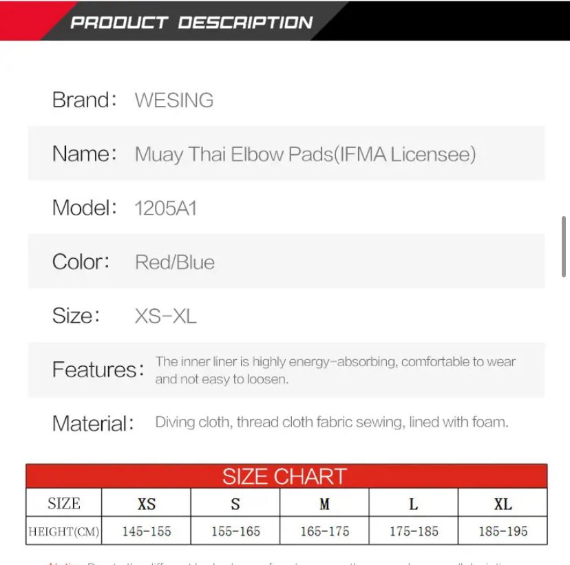 Wesing Elbow pads Muay thai IFMA / Pelindung siku muay thai mma