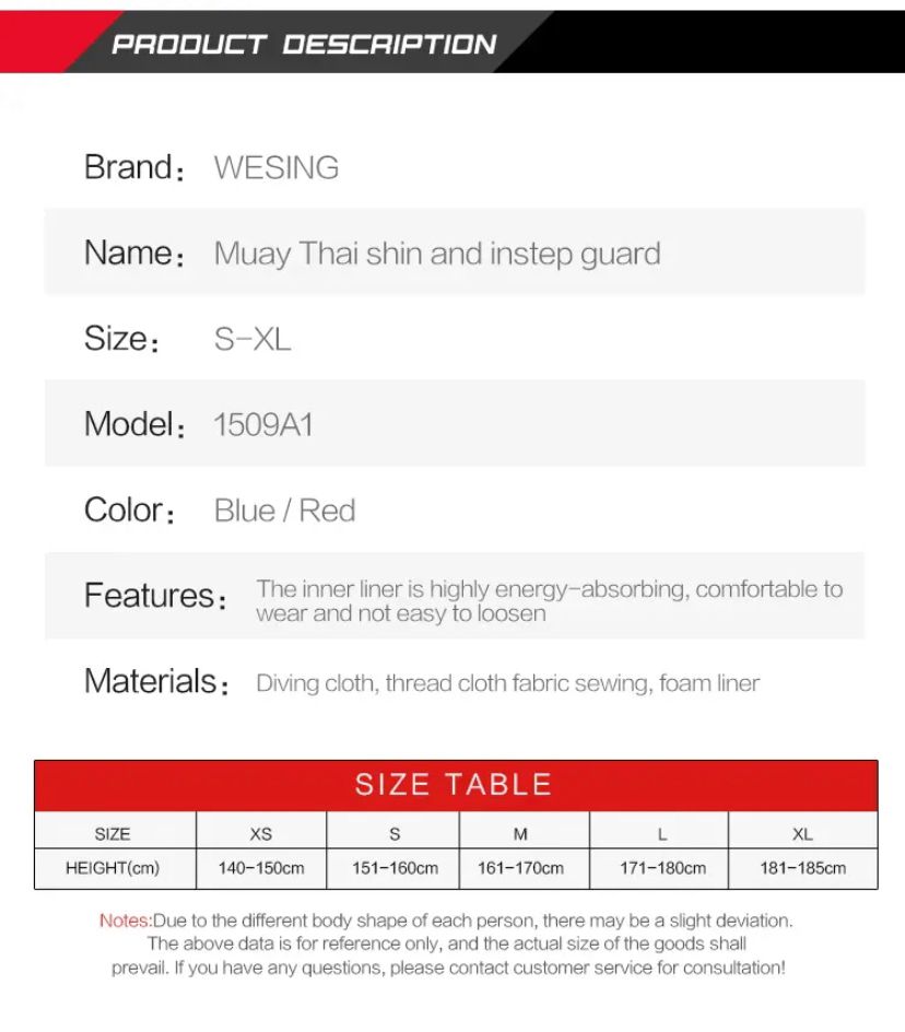 Shin guard muay thai WESING IFMA / Pelindung Tulang kering / Muaythai