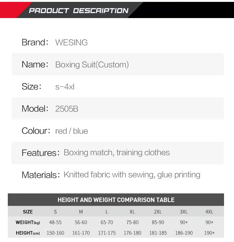 Baju Tanding Tinju WESING IBA / boxing Amateur uniform celana tinju