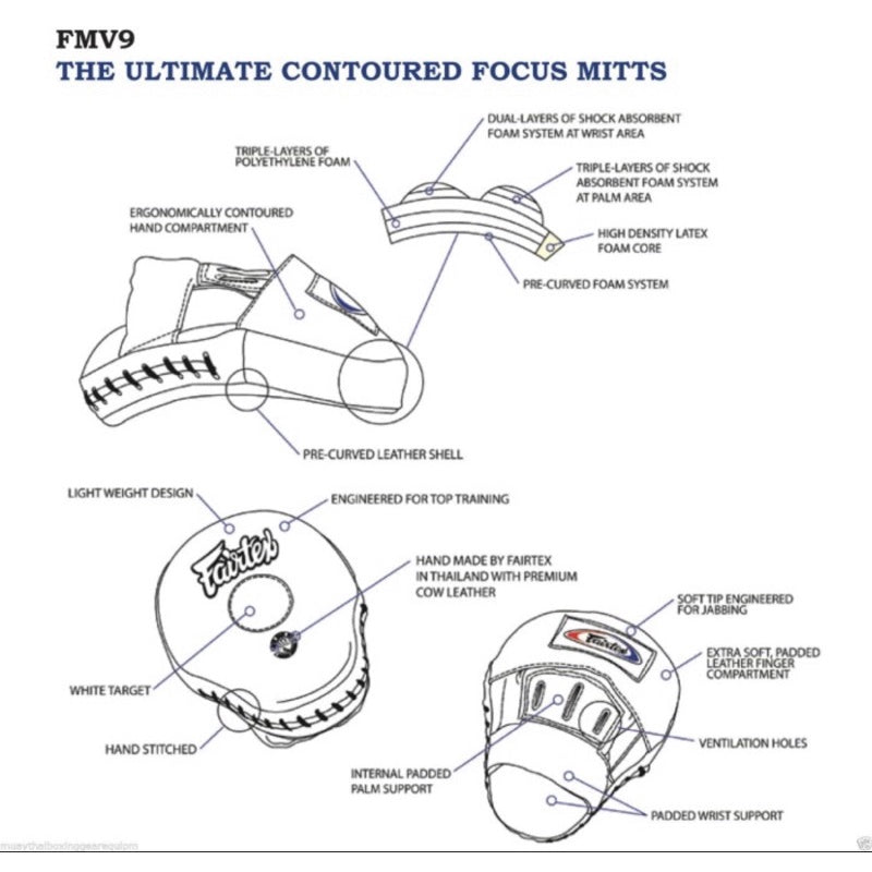 Fairtex Boxing Pad FMV9 / pad boxing fairtex / pad muay thai fairtex / muaythai pad fairtex / target pad / focus mitt