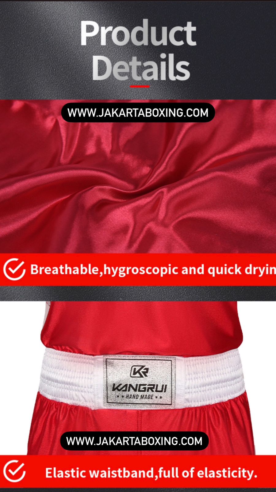 Baju Tanding Tinju Kangrui / boxing Amateur uniform celana tinju short