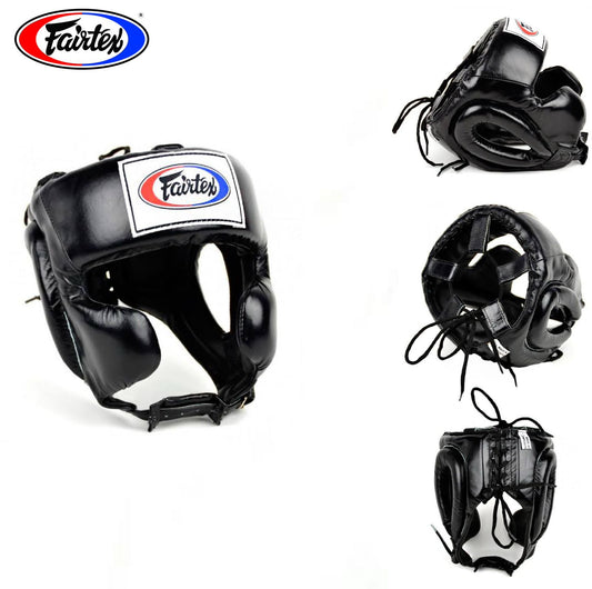 FAIRTEX HG8 BOXING HEADGEAR MEXICAN STYLE BLACK HEAD GUARD TINJU