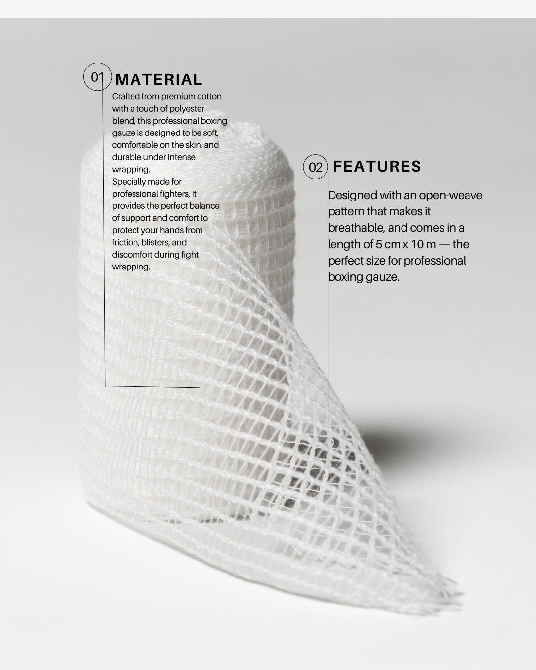 JAKARTA BOXING PRO BOXING GAUZE 5CM X 10M COTTON 5 ROLL / KAIN KASA