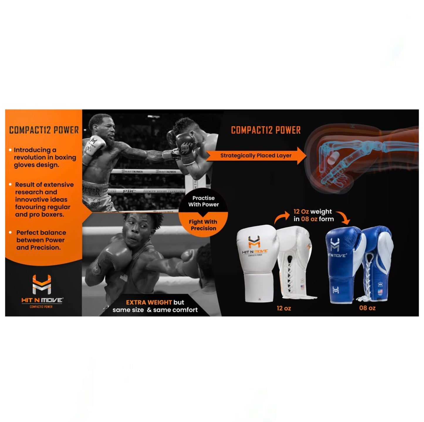 Sarung Tinju Hit n Move Compact 12 OZ Conditioning Boxing Gloves